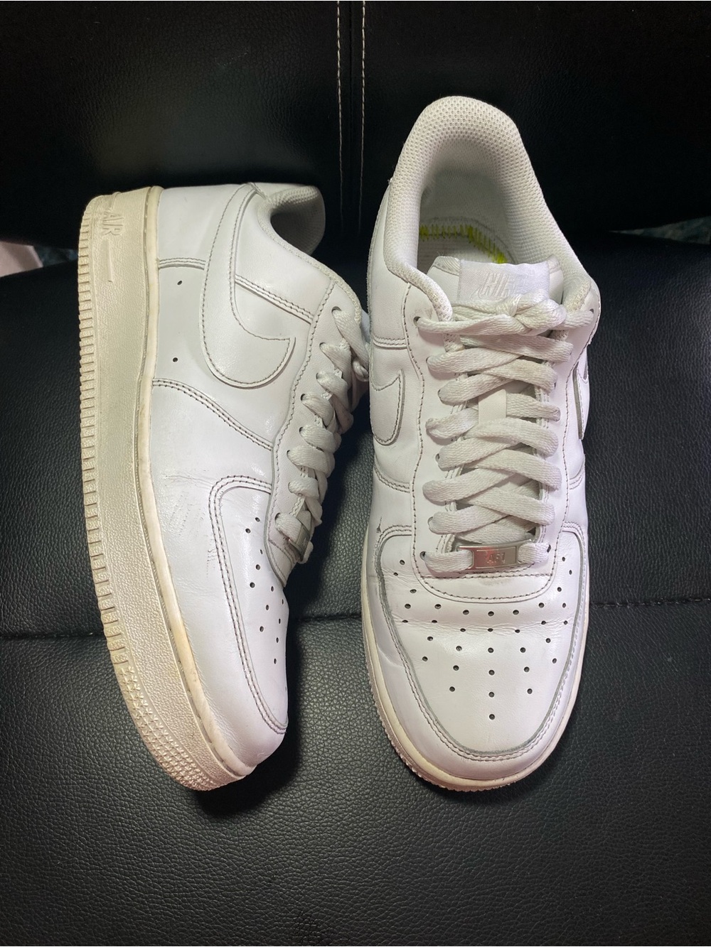 Men’s Nike Air Force 1 Low-Top Leather Sneakers Classic White Size 8